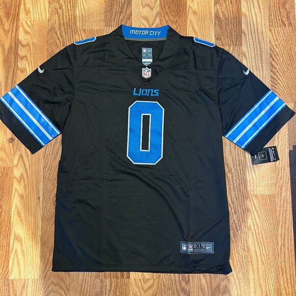 Jahmyr Gibbs #0 Detroit Lions Game On-Field Men's Jersey Black L-XL - Picture 1 of 6